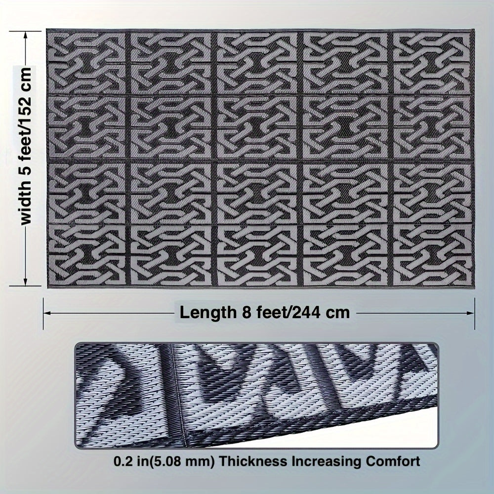 Reversible Outdoor Rug | Black & Grey Modern Patio Mat